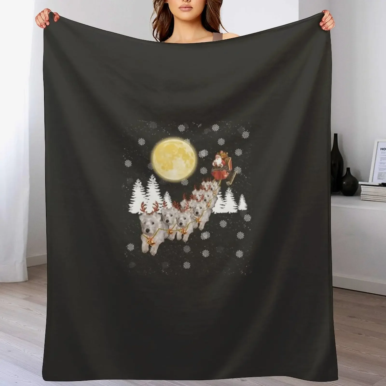 

Westie Dog Santa Sleigh Christmas Lover Sweatshirt Throw Blanket Decorative Sofa Decorative Sofas Kid'S Comforter Blankets
