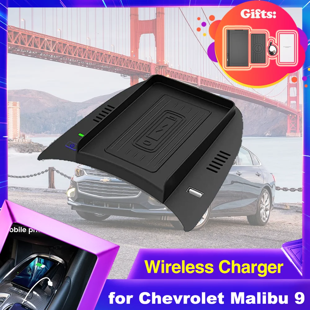 

15W Car Wireles Charging Pad for Chevrolet Malibu 9 L LS LT RS 2016~2022 Phone Fast Charger Plate Station iPhone 2019 2020 2021