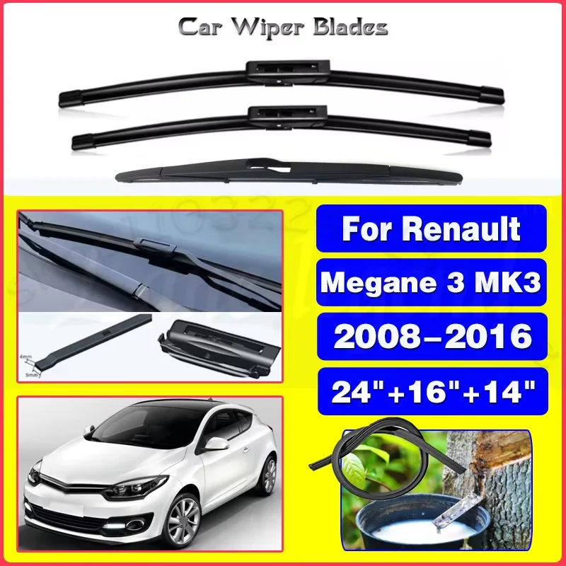 

For Renault Megane 3 MK3 2008-2016 Windshield Windscreen Window 24"+16"+14" 2010 2011 2012 2013 2014 Silent upgrade version