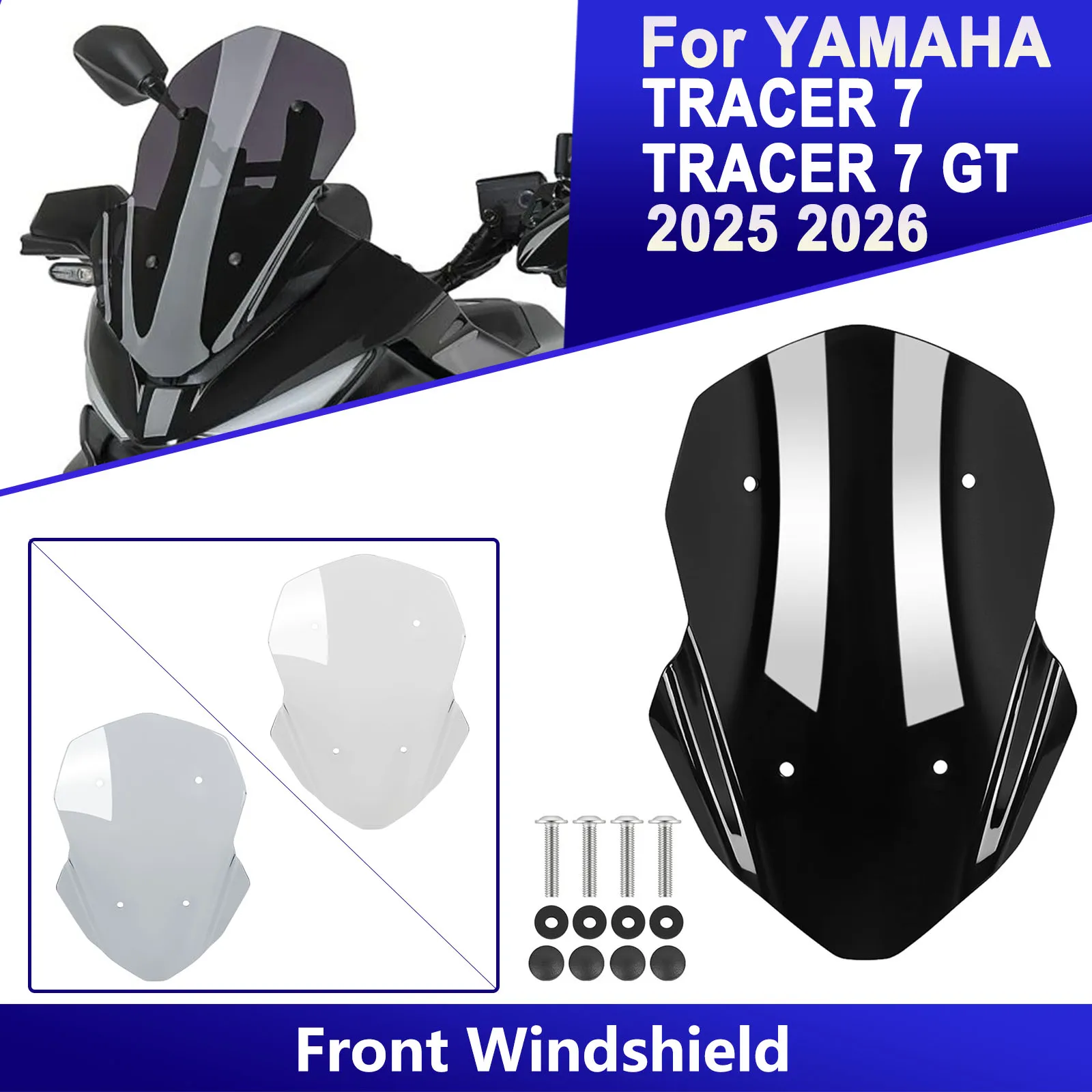 Motorcycle Short Windshield For YAMAHA TRACER7 TRACER7GT TRACER 7 GT 2025 2026 Low Fairing Spoiler Guard Windscreen Visor Cover