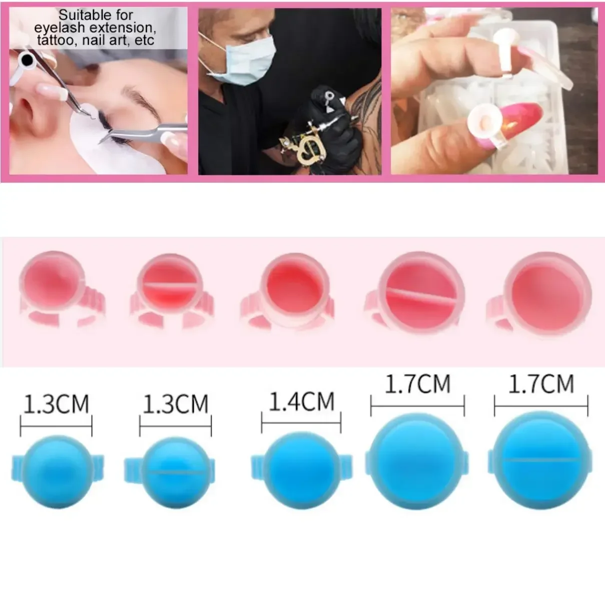 Wholesale 100Pcs Disposable Eyelash Glue Cup Ring Holder Container Tattoo Pigment Eyelash Extension Tools Lash Supplies Nail Art