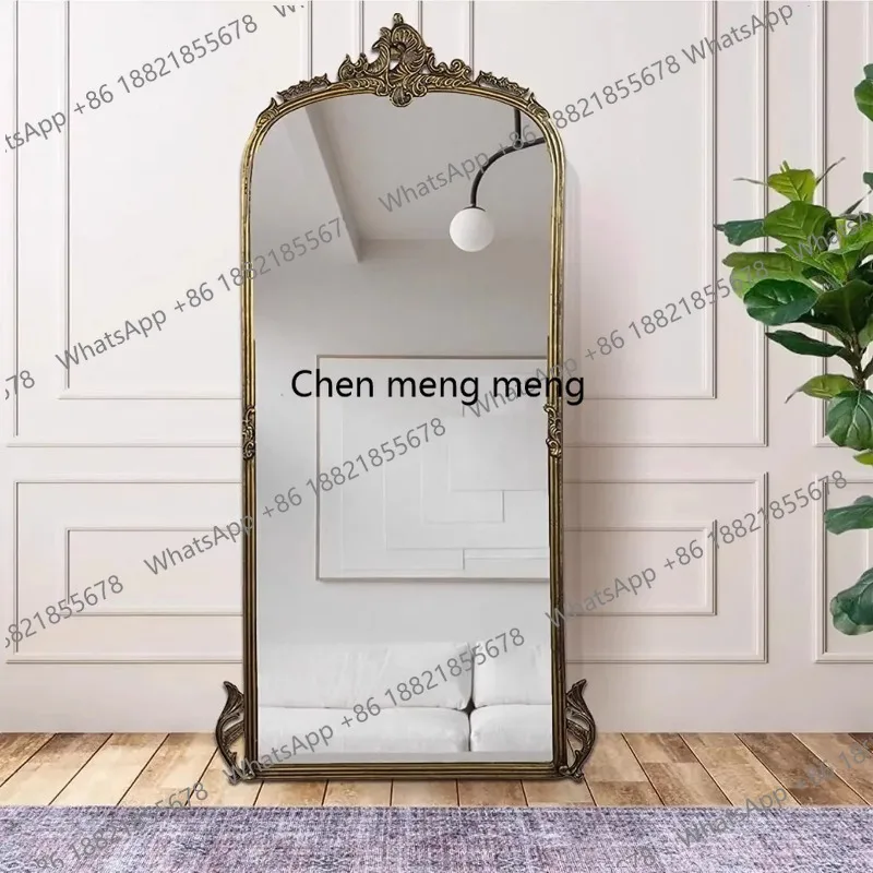 

Retro full body, carved floor mirror, bedroom decoration, living room wall decoration fitting mirror