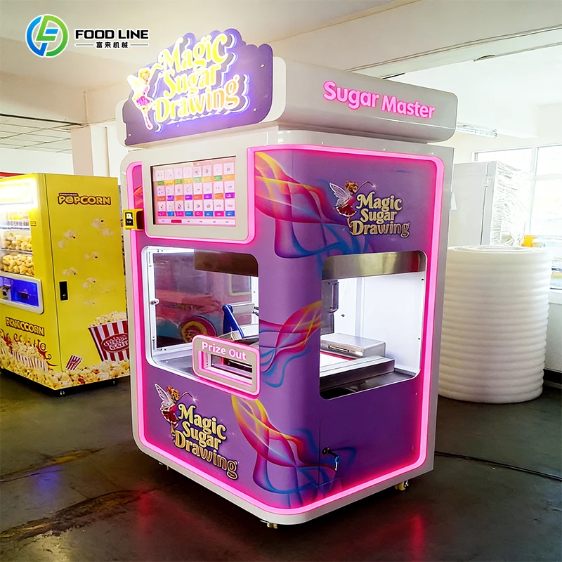 Customized AI Magic Sugar Drawing Vending Machine, Low Power Consumption Long Service Life Touchscreen Sugar Painting Printer