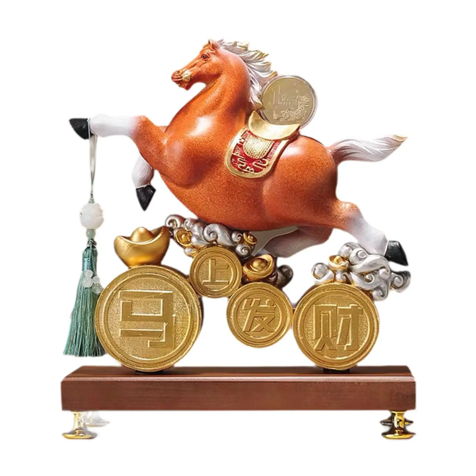

Horse Statue Resin Artwork Chinese Feng Shui Figurine for Desk Balcony Patio