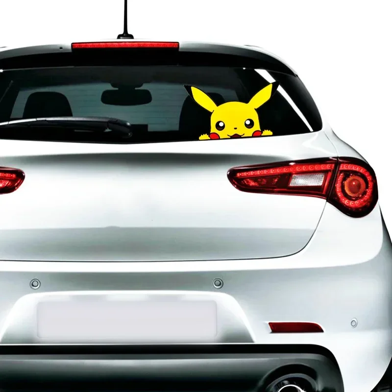 Cartoon Pokemon Pikachu Creative Car Decoration Sticker Cute Waterproof Anime Car Window Glass Sticker funny auto accessories