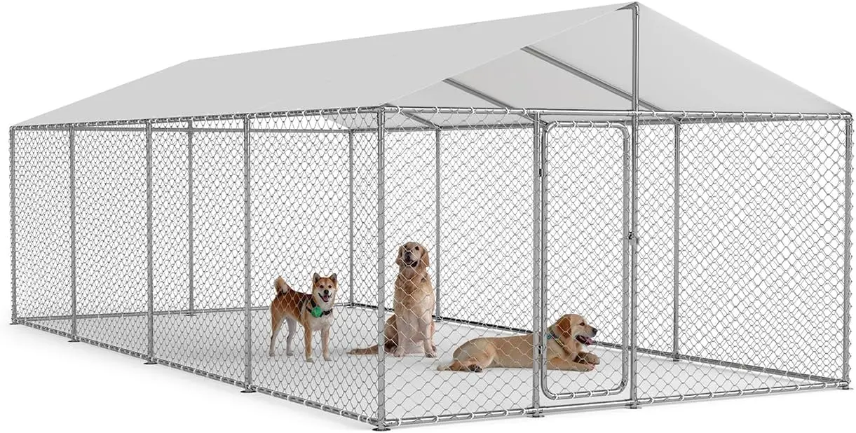 

Уличный вольер для собак 20x10 футов повышенной прочности с водонепроницаемым покрытием, УФ-стойкой крышей и надежной системой запирания