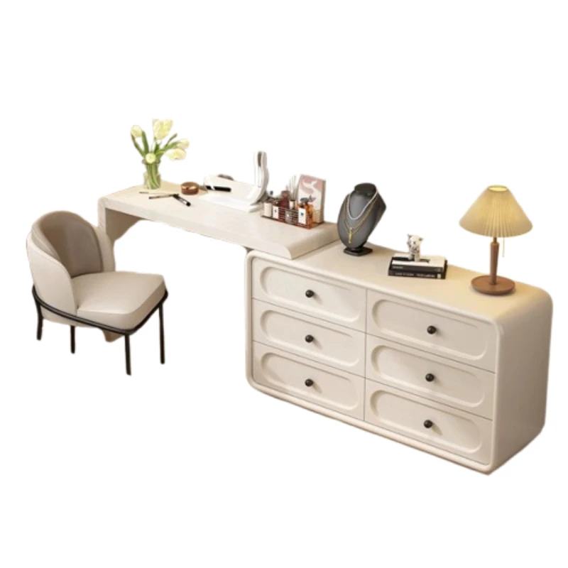 

European Cream Dressing Table Storage Light Luxury Desgin Console Vanity Table Modern Drawers Penteadeira Postmodern Furniture