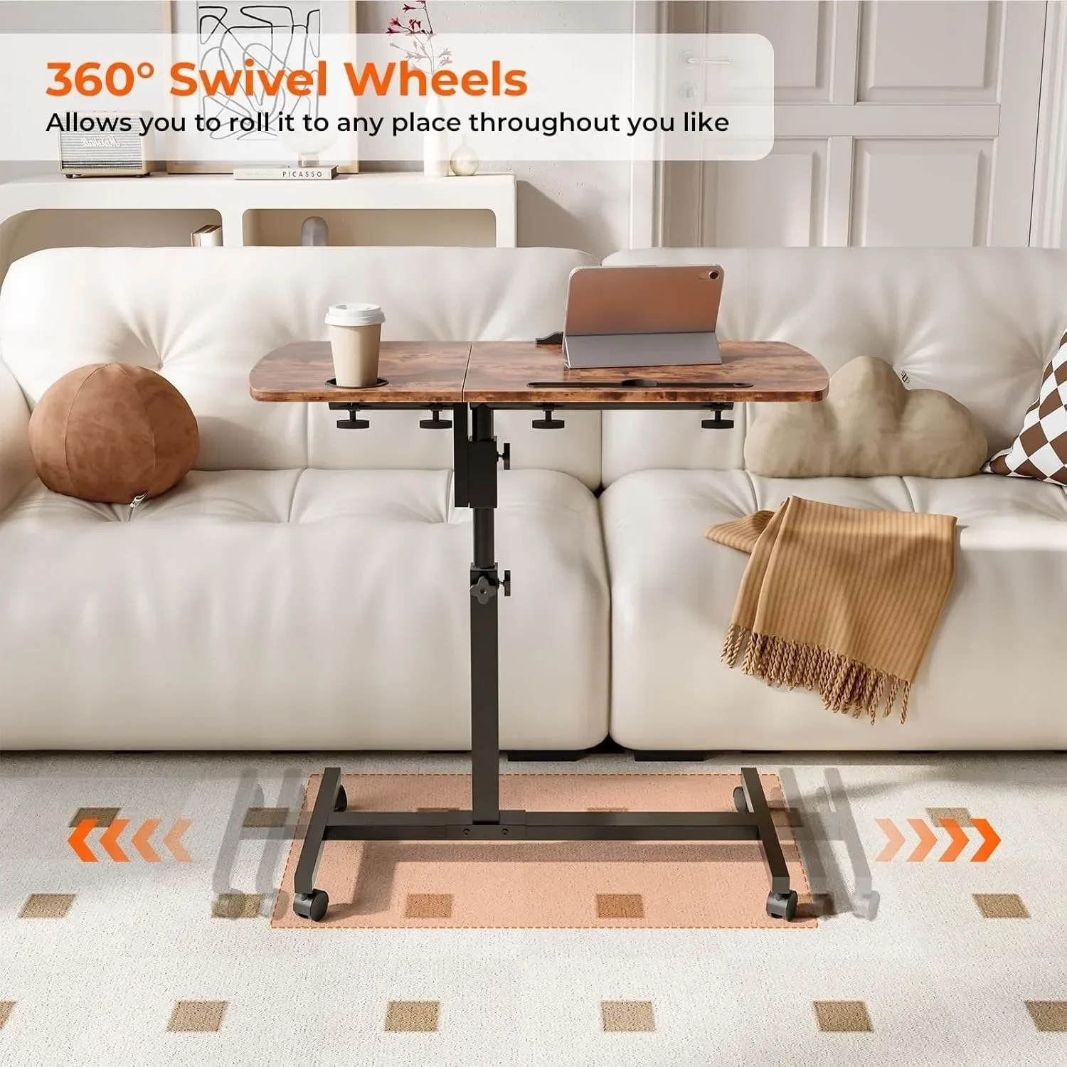 Height Adjustable Rolling Desk Over-bed Table Tilting Desktops Laptop Stands Escritorios De Habitación Office Design Furniture