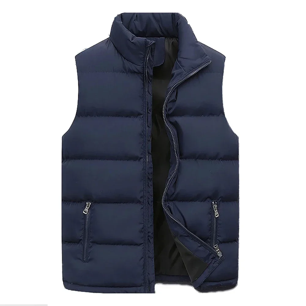 Mens Vest Jacket Warm Sleeveless Jackets Winter Waterproof Zipper Coat Autumn Stand-up Collar Casual Waistcoat Brand Clothing