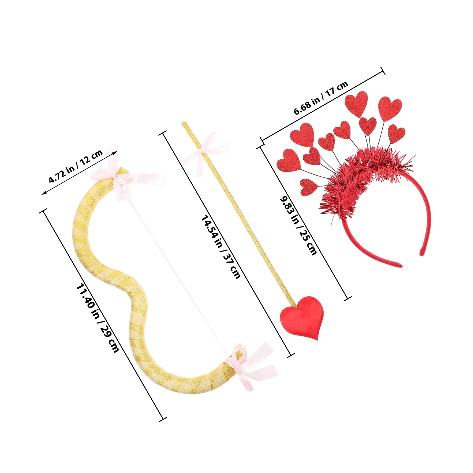 1 Zestaw Łuk i Strzały Kupidyna na Walentynki, Akcesoria do Kostiumów na Imprezę, Opaska z Sercem, Strój Cosplay, Dla Kobiet i Dzieci, Artykuły na Imprezę