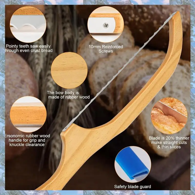 

Flash Trend Bread Bow Knife, Bread Knife, Bread Saw, Sourdough Knife Slicer, Stainless Steel Serrated Sourdough Bread Cutter Eas