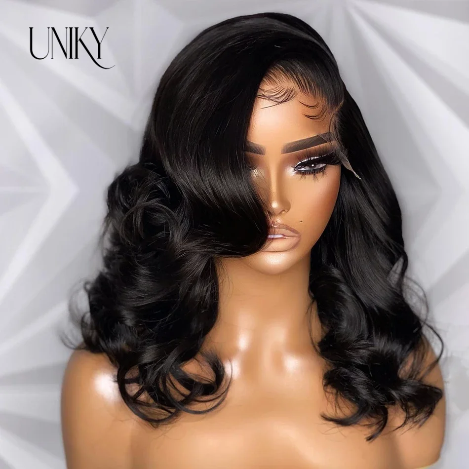 Brazilian Body Wave Short Bob Wigs Loose Bouncy Curly Human Hair Wig Wavy Side Part Bob Wigs for Women Perruque Cheveux Humain