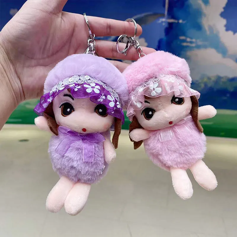 

1Pc 15CM Cartoon Cute Plush Little Girl Keychain Pendant Children Anime Doll Doll Bag Charm Plush Toy Doll Girl's Birthday Gift