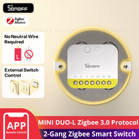 SONOFF MINI-ZB2GS-L Zigbee Protocol No Neutral Required MINI DUO-L 2-Gang Zigbee Smart Switch Dual Channel Control With ZB Hubs