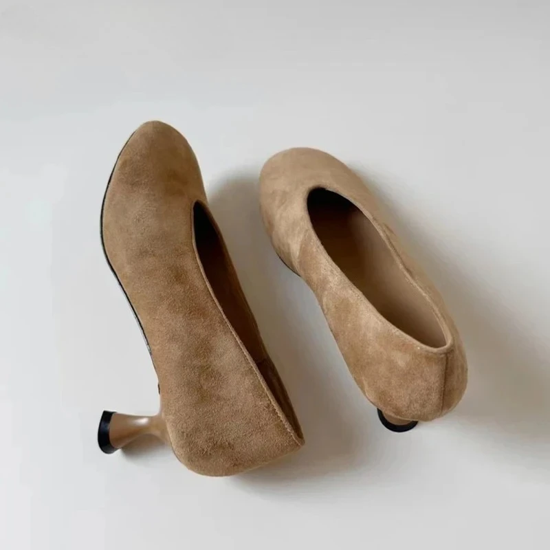 2026 New Spring Thick Heel Suede Women Mary Jane Shoes Fashion Round Toe Slip On Shoes Ladies Elegant Party Dress Pumps