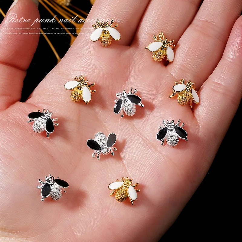 

10PCS 3D Luxury Alloy Bee Nail Art Butterfly Charms Accessories Parts For Manicure Decor Nails Decoration Supplies Material Tool