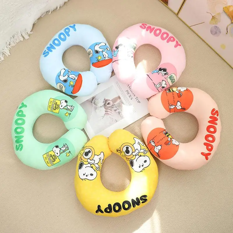 New Kawaii Snoopy Cartoon U-Shaped Pillow Cute Candy Color Pillow Car Travel Neck Pillow Anime Print Neck Pillow Birthday Gift