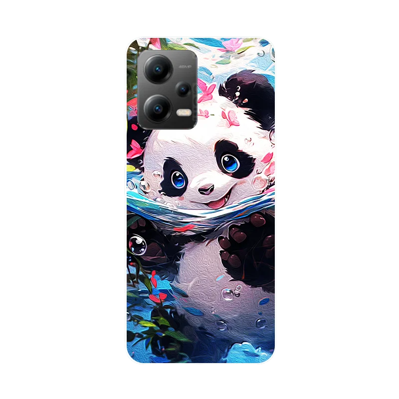 For Poco X5 Case X 5 Leaves Panda Soft Silicone Back Cover for Xiaomi Poco X5 Bumper PocoX5 Phone Case