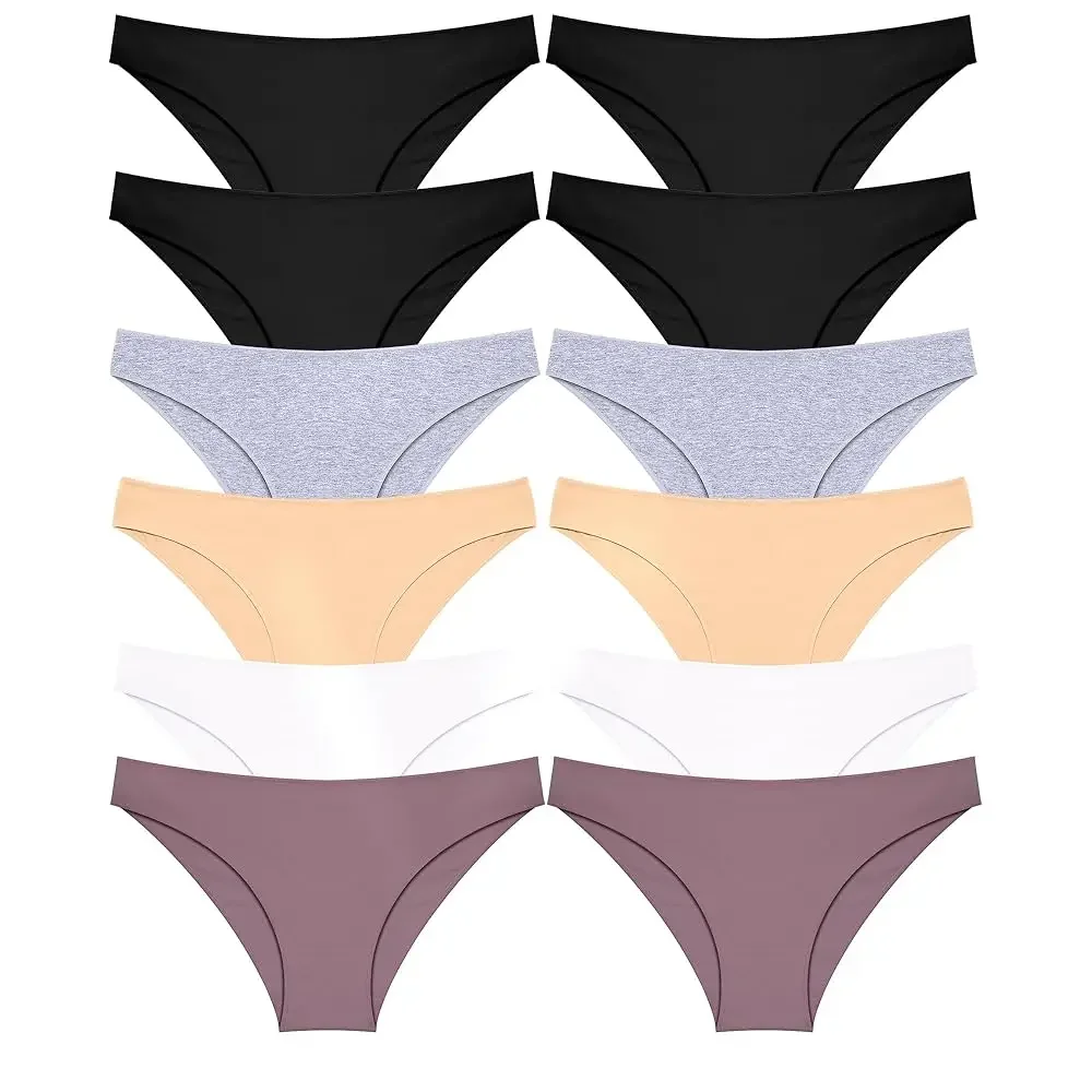 

Набор из 12 хлопковых трусиков для женщин: милые трусики-бикини с низкой посадкой, высокий вырез, дышащие, сексуальные, хипстерские, размеры S-XL
