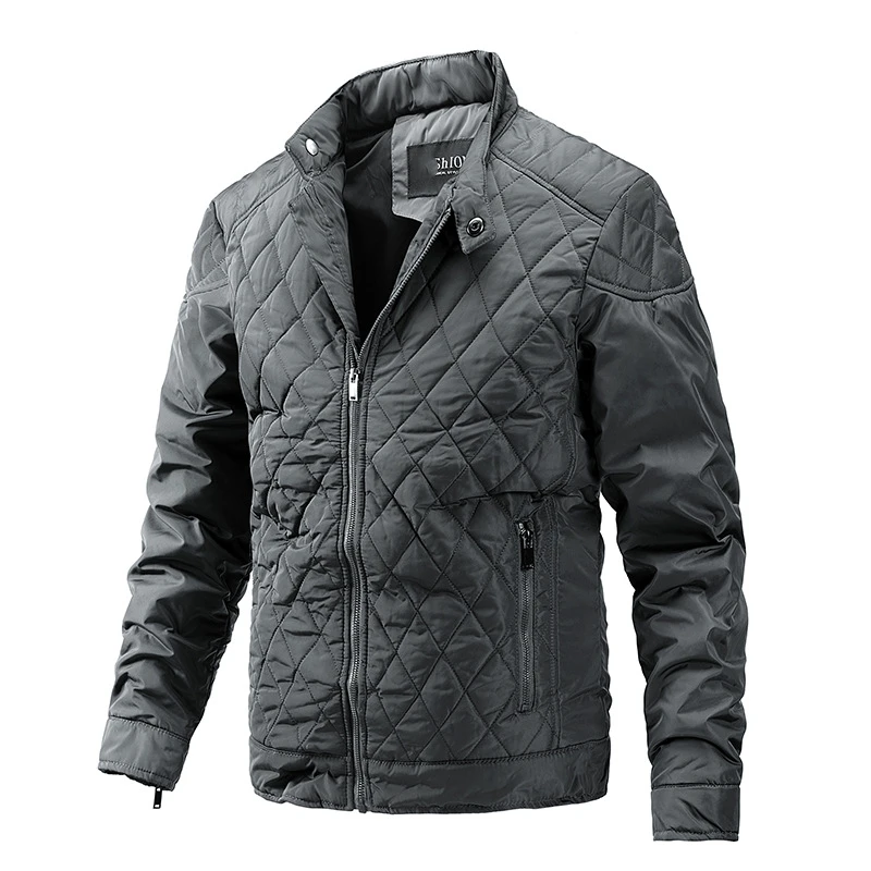 New Autumn Winter Warm Cotton Padded Zipper Down Jacket Long Sleeve Men Causal Stand Collar Outwear Plus Size M-XXXL