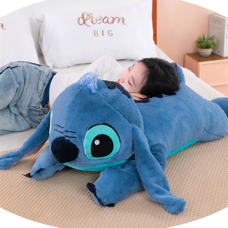 Gorący Disney Stitch pluszowe wypełnione lalka niebieski Kawaii Cartoon Sofa w kształcie zwierzęcia śpiąca miękkie poduszki zabawki dla prezent