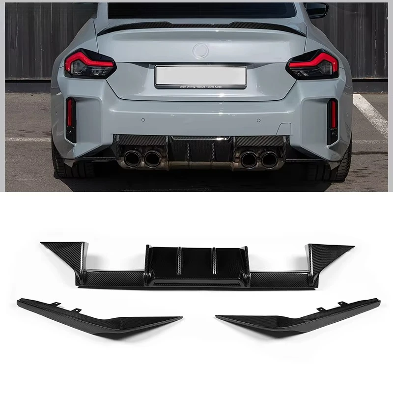 

For M2 G87 2023+ Genuine Dry Carbon Fiber Rear Bumper Rear Lip Diffuser R44 Style Rear Spoiler Body Kits Trim Accessories