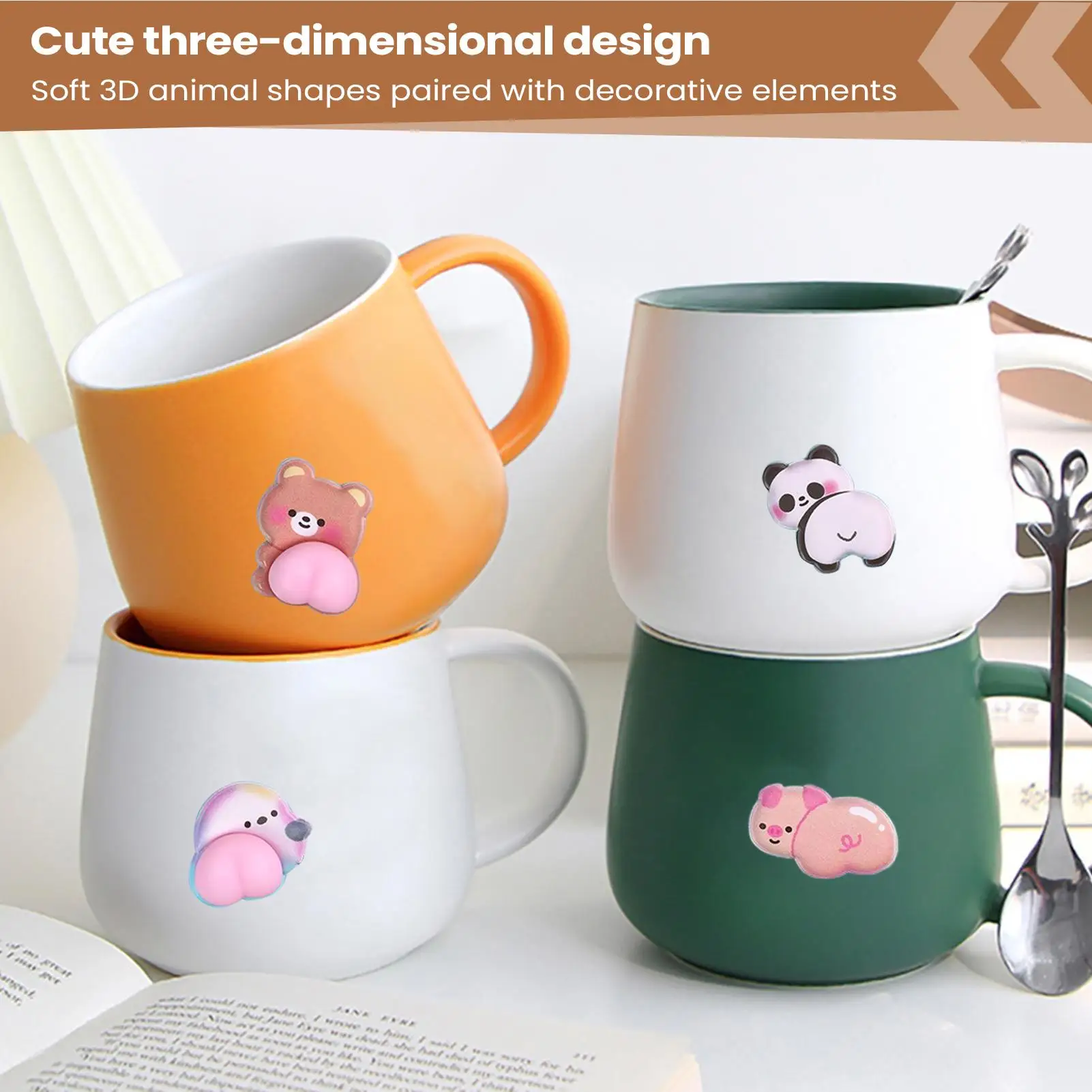 ملصقات الإغاثة ثلاثية الأبعاد ذاتية اللصق الحيوان الحرفية الشارات ملصقات ثلاثية الأبعاد للأطفال الصغار لمجلات مخطط سكرابوكينغ المحمول