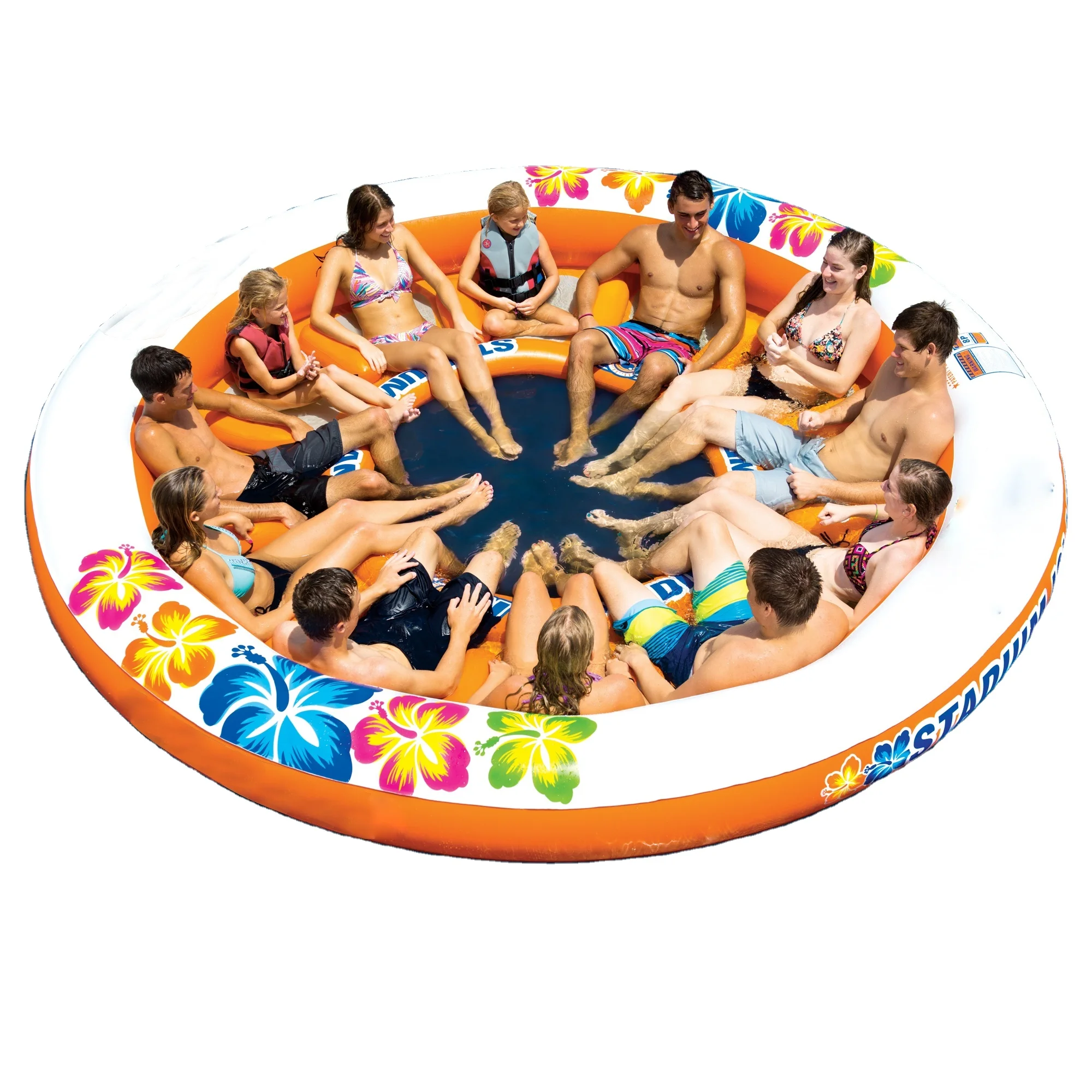 Manufacture Inflatable Water Floating Sofa Toys ,Inflatable Water Floating Island Lounge for 10 People