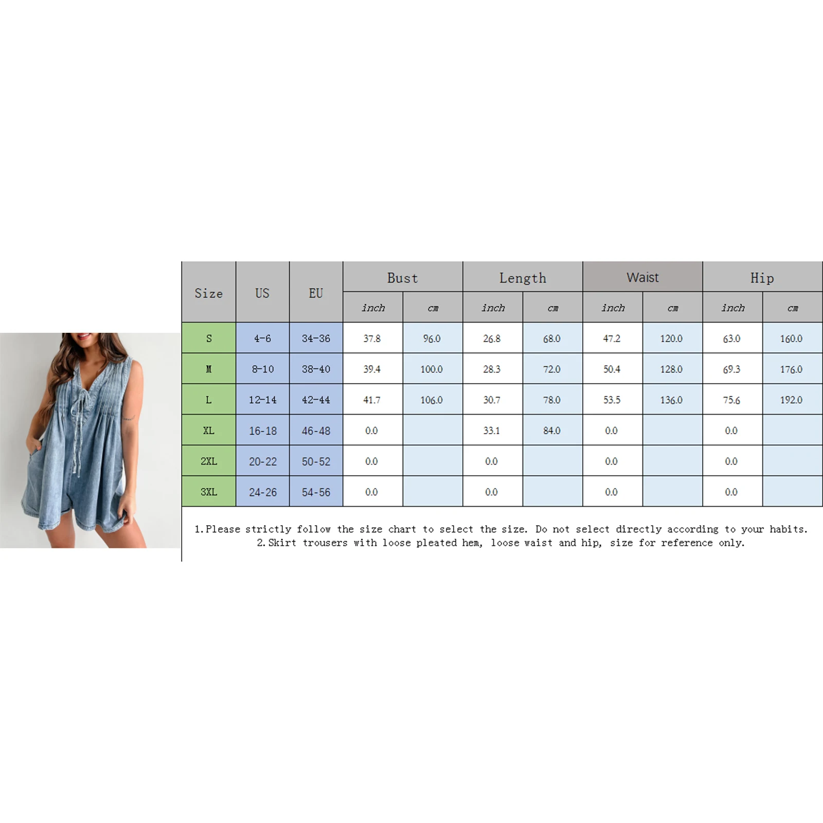 Summer Fashion V-neck Pleated Tie Loose Tank Top Jumpsuit Women's Casual Solid Color Sleeveless Denim Shorts Romper with Pockets