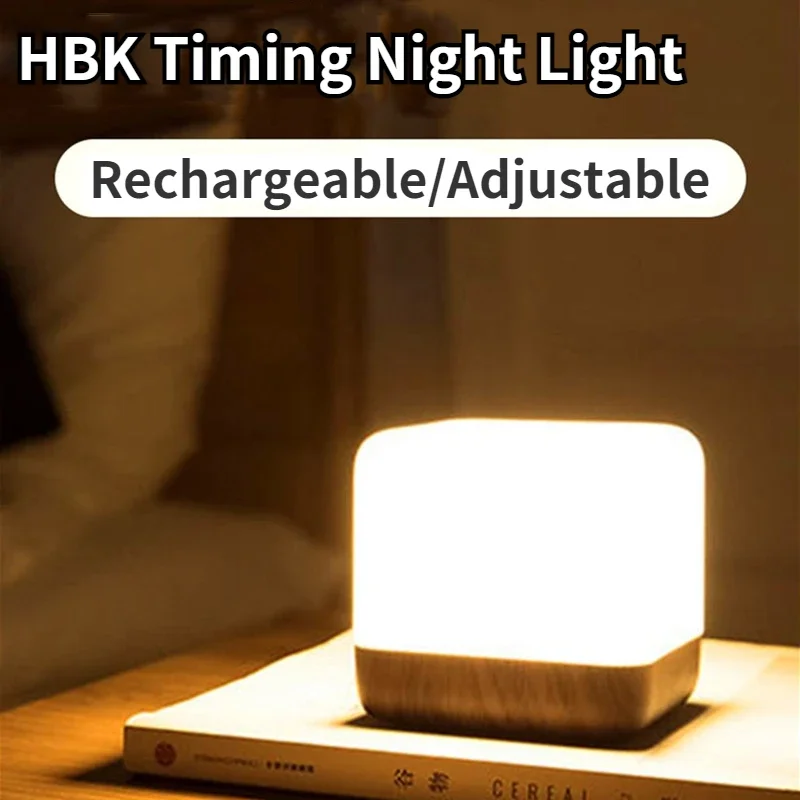 

Simple Timing Desk Lamp Bedside Table USB Rechargable Led Cube Light Built in Battery Sleeping Lantern Mini Night Flashlight