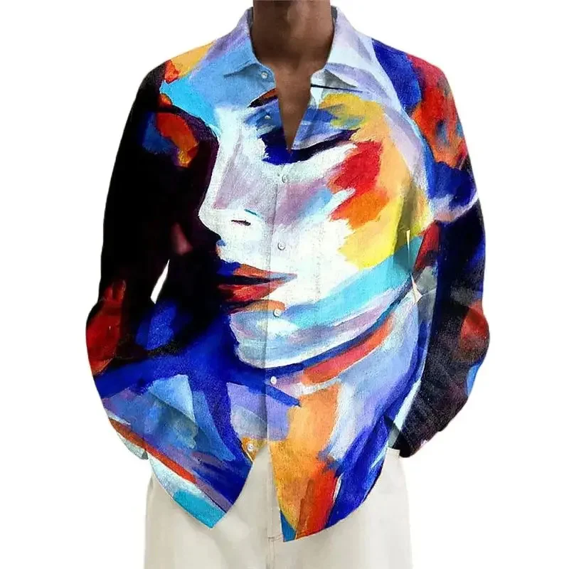 Men's shirt fashion casual graffiti abstract street outdoor prom quality material soft and comfortable 2024 new