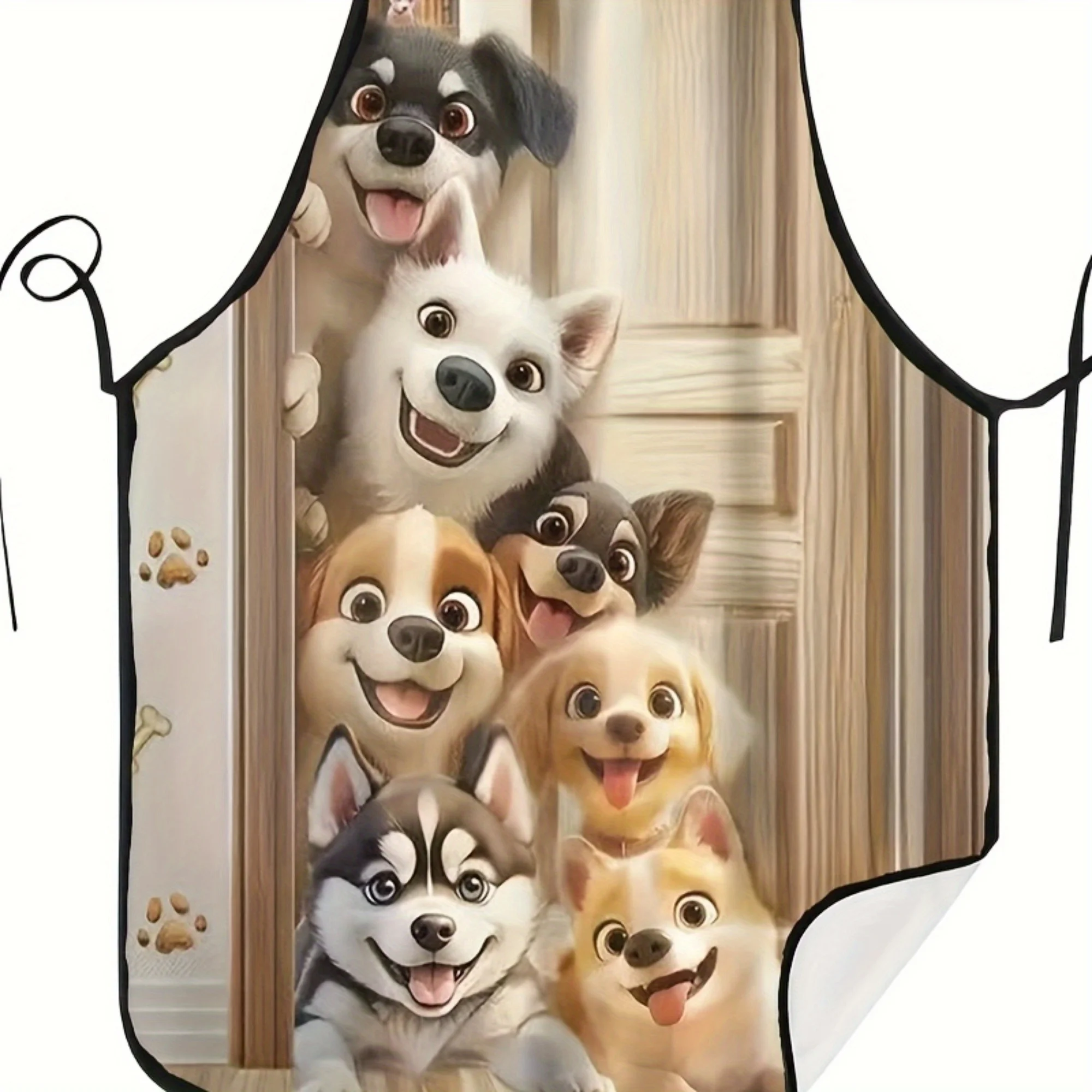 

Cute Cartoon Dog Design Apron - Made of Durable Polyester Fabric, Suitable for Cooking, "In My Dog Groomer Era" Theme