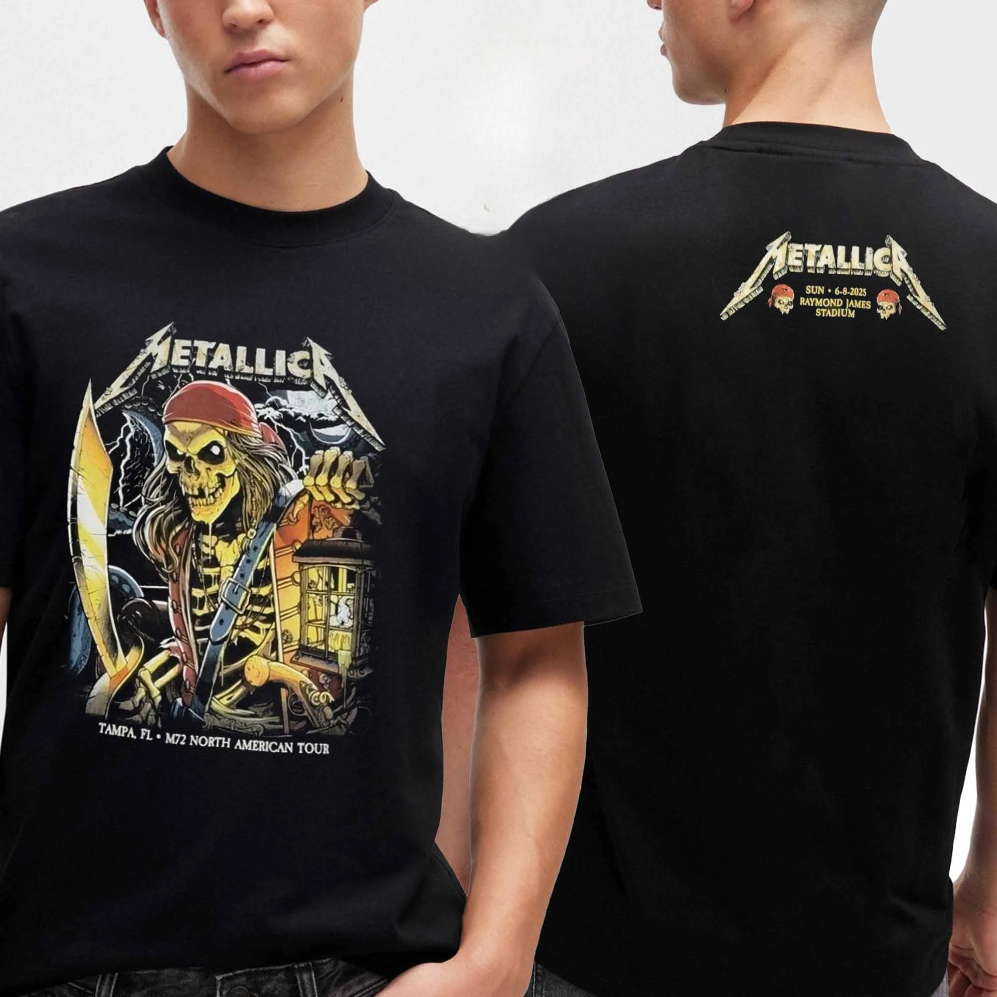 

Metallica T-Shirt Men's and Women's Short Sleeve Cotton Tees Retro Metal Band Tops Trend Brand T-shirt Summer Men Streetwear