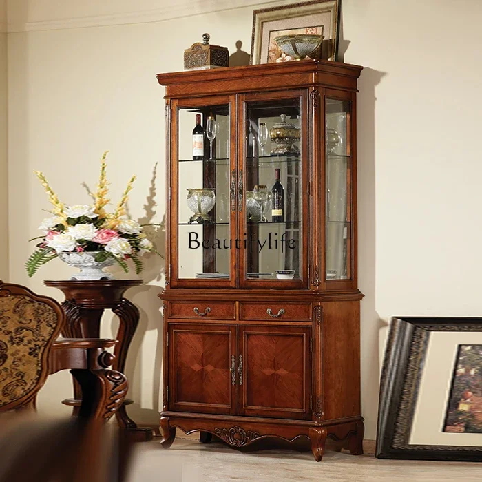 

European solid wood storage locker, American home opposite door tea cabinet