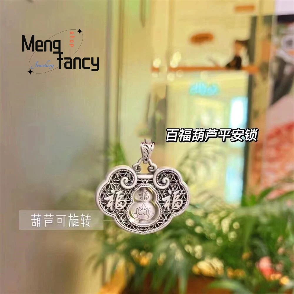 

S999 Sterling Silver Baifu Gourd Pendant Retro Personality Filigree Hollow Ethnic Style Keychain High-grade Fashion Fine Jewelry