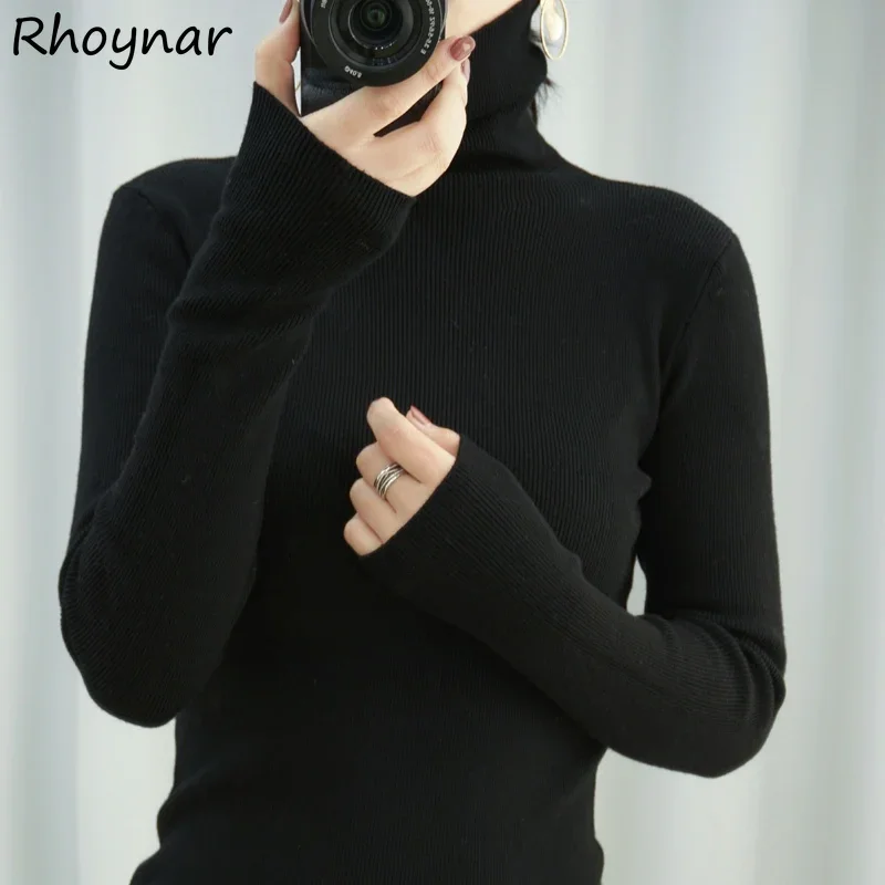 Turtleneck Sweater Women Slim All-match Knitted Pullovers Long Sleeve Cozy Preppy S-3xl Ladies Tender Casual New Arrival Inside