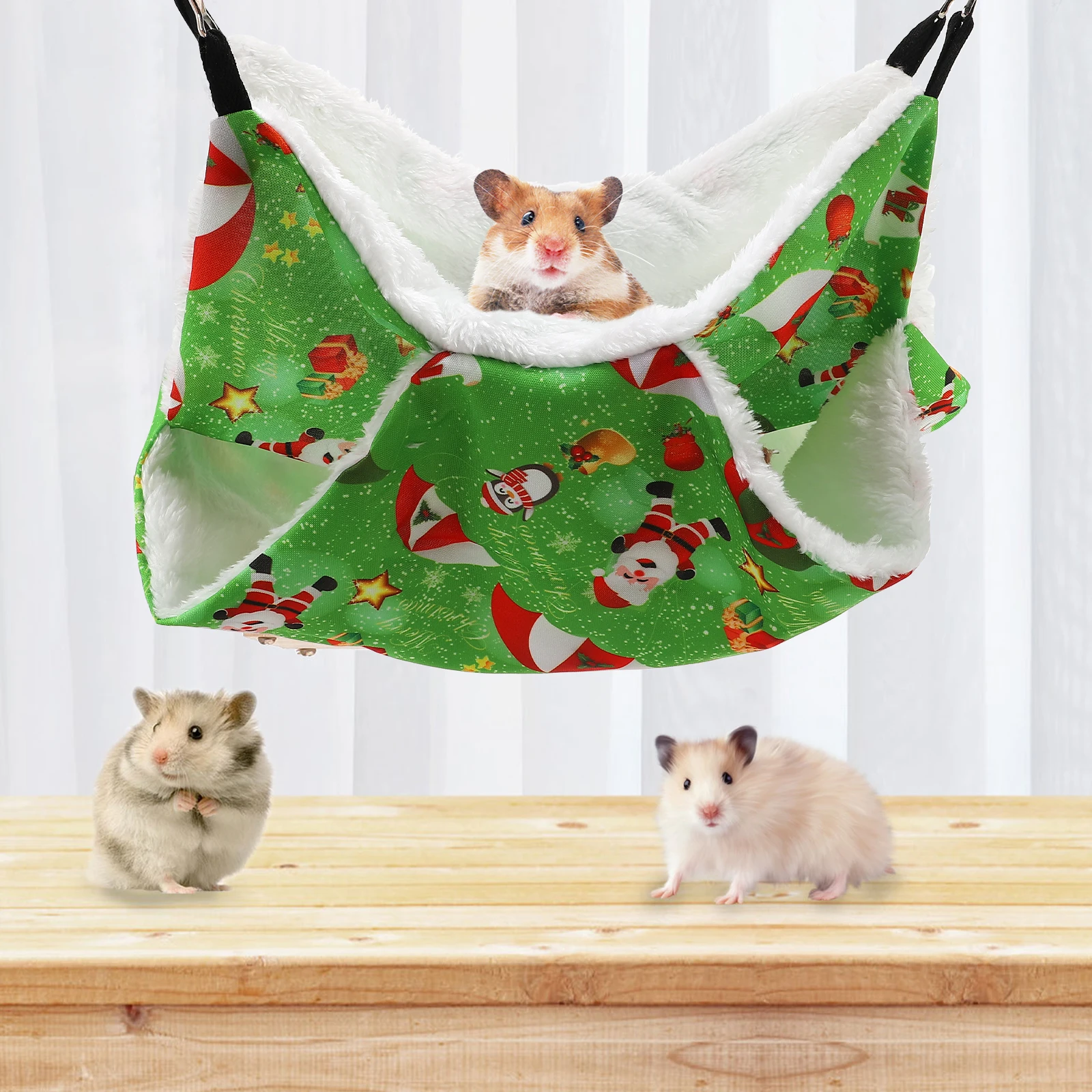

2Pcs Hamster Hammock Warm Bed Hanging Nest Cloth Accessories Small Pets Green Red Winter Cozy Hideout Breathing Comfortable
