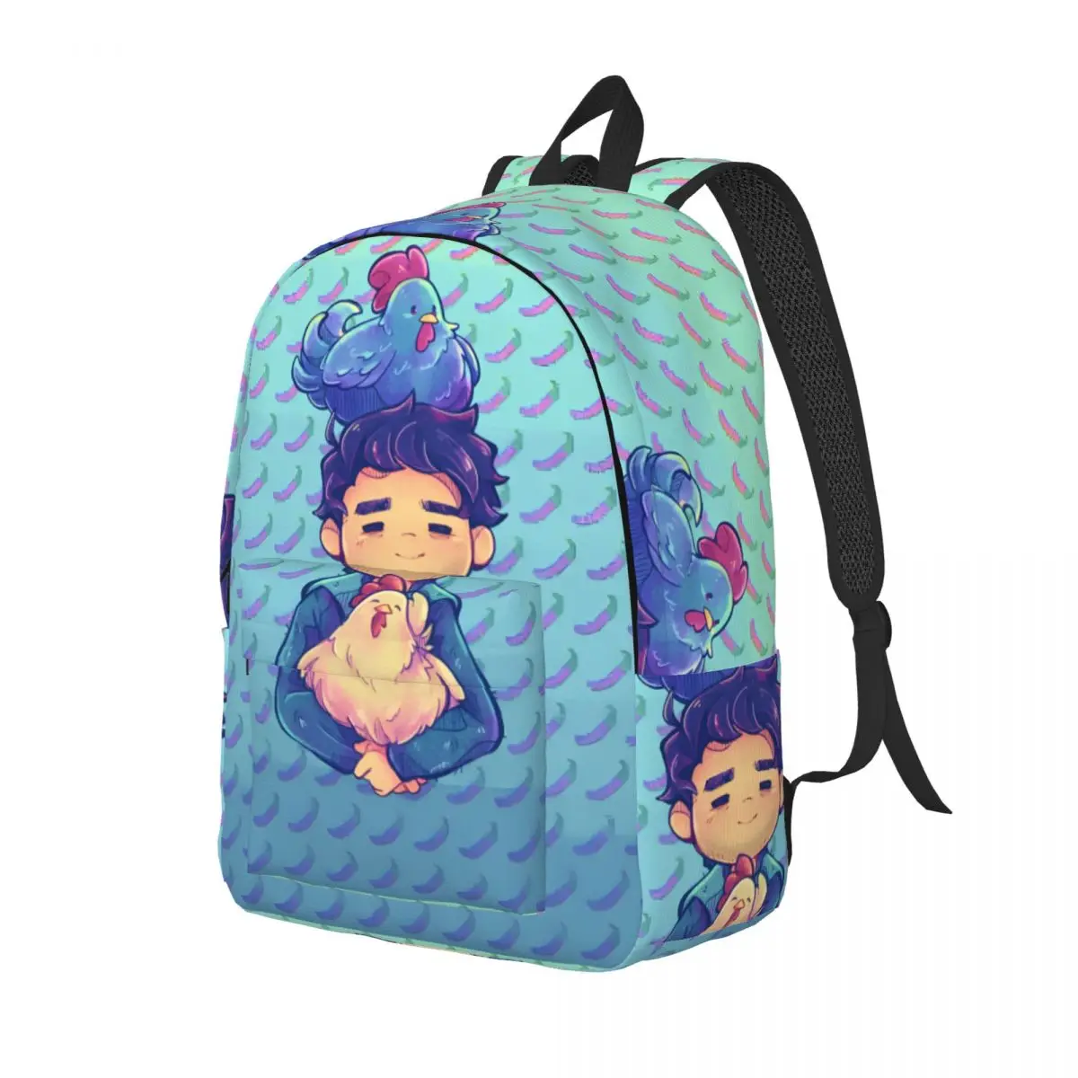 Schoolbag Shane With His Chickens Sturdy Shoulder Stardew Valley Unisex For Gifts Multi-Function Knapsack Office Work School