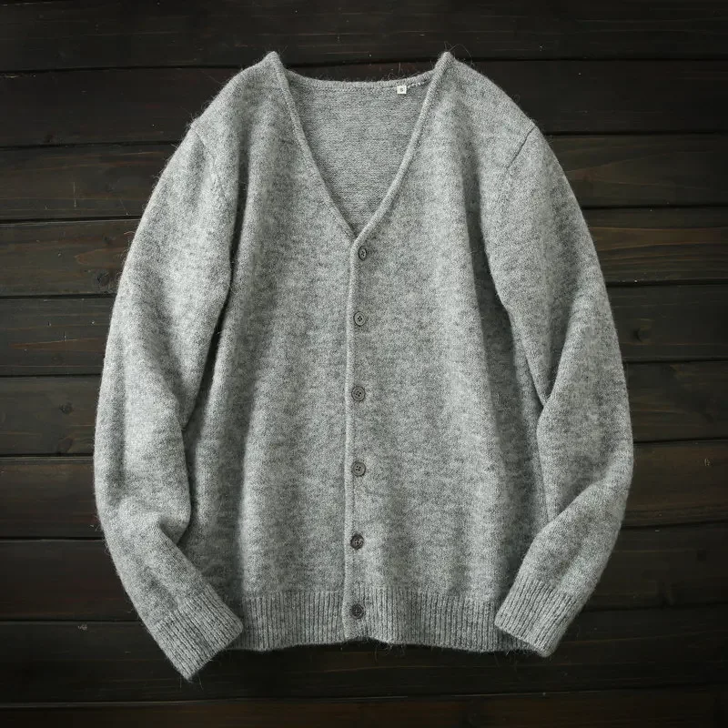 Heavy goods! Alpaca wool + long wool, Italian single knitted cardigan sweater jacket
