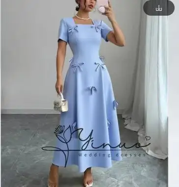 

customized Birthday Evening Dress Ankle Length Short Sleeves Summer Elegant Wedding Party Gowns For Women Arab