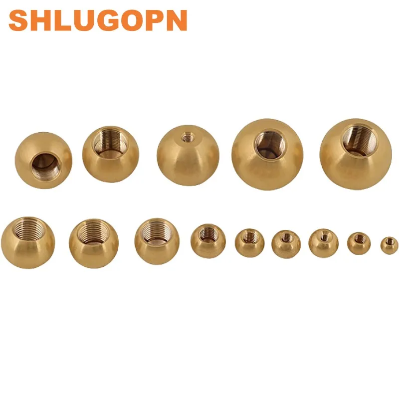 SLGP1-10pcs Dia M3M4M5M6M10M12 Spherical Thread Brass Copper Solid Ball Nut perforated round Metal ball head with hole Screw Use