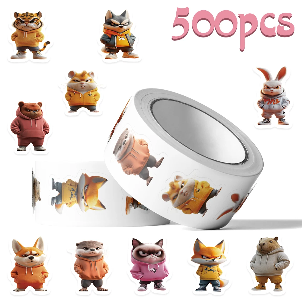 500 stücke Reizbare Cartoon Tiere Rolle Aufkleber Aufkleber Für Flasche Sammelalbum Skateboard Koffer DIY Graffiti Ästhetische Aufkleber