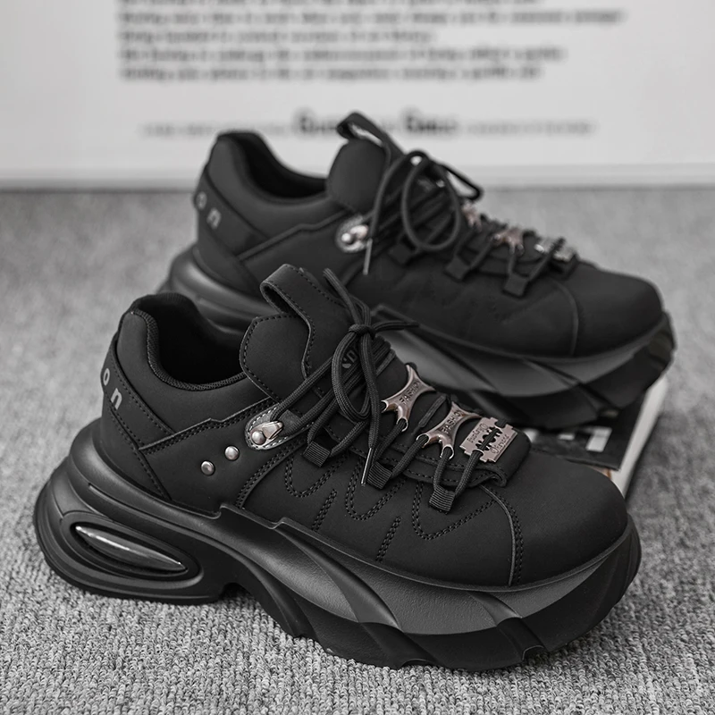 

Men's Leather Shoes Metal Sponge Shoes Thick Soled Punk Shoes Trendy Brand Men's Shoes Plus Size Work Shoes Youth Clunky Sneaker