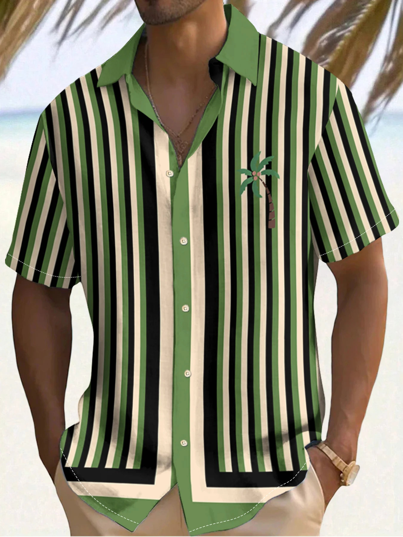 

Classic Striped Men's Shirt Summer Casual Short Sleeve Shirt Fashion Tops Retro Splicing Printing OverSize Men's Clothing
