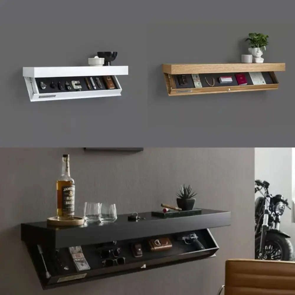 ติดผนัง Magicflap Designer ชั้นวางของ Multi-Function ไม้ปกปิดชั้นลอย Secret ช่องชั้นวางของ Home Decor