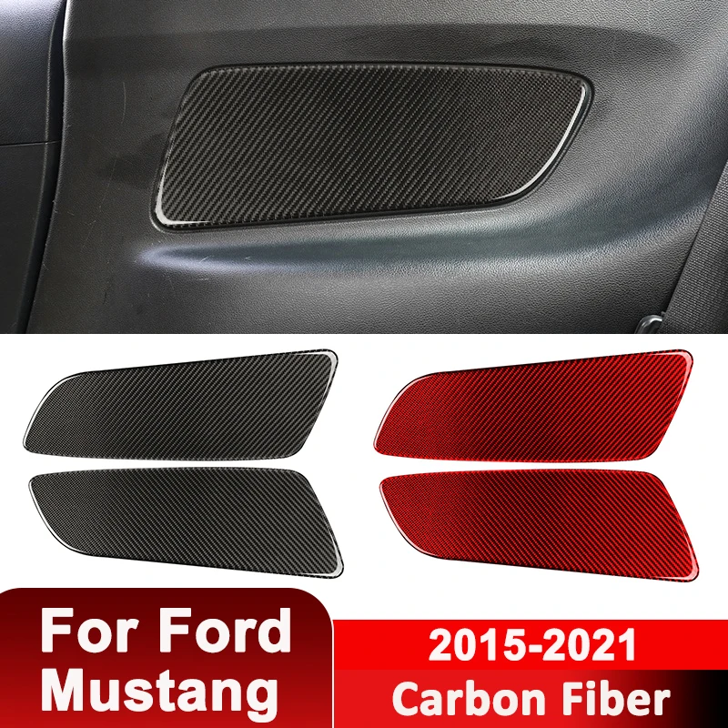 

For Ford Mustang 2015-2021 Carbon Fiber Car Rear Door Anti-Kick Panel Trim Cover Decorative Sticker Auto Interior Accessories