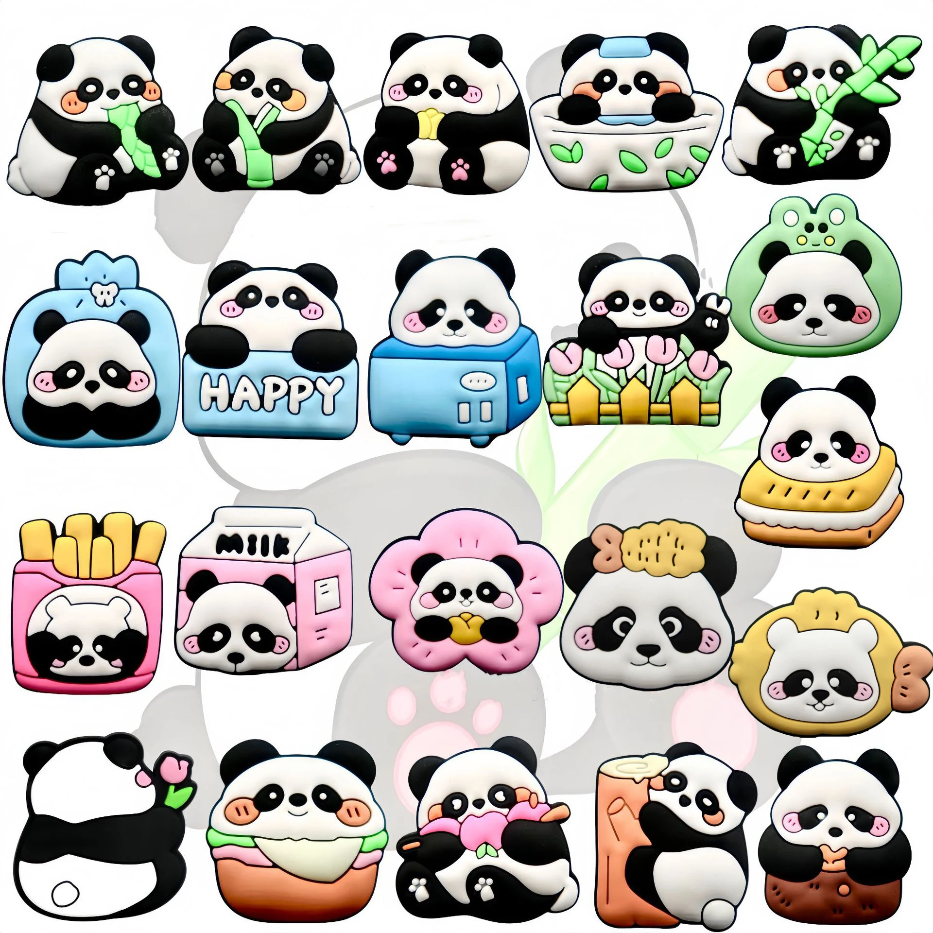 9-21 teile/satz Schöne Panda Schuh Charms Tier Schuh Zubehör Fit Clogs sandale Garten Schuh Dekorationen Schnalle für kinder geschenke