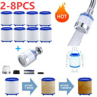 2-8pcs Pressurized Bubbler Filter Element Faucet Purifier Shower PP Cotton Filtration Remove Chlorine Heavy Metals for Kitchen