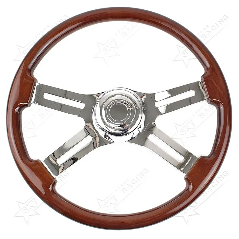 18 Inch 450mm 4 Spokes 18inch Wood Semi Trailer Semi-Trailer Wooden Truck Steering Wheel for Freightliner Kenworth Peterbilt