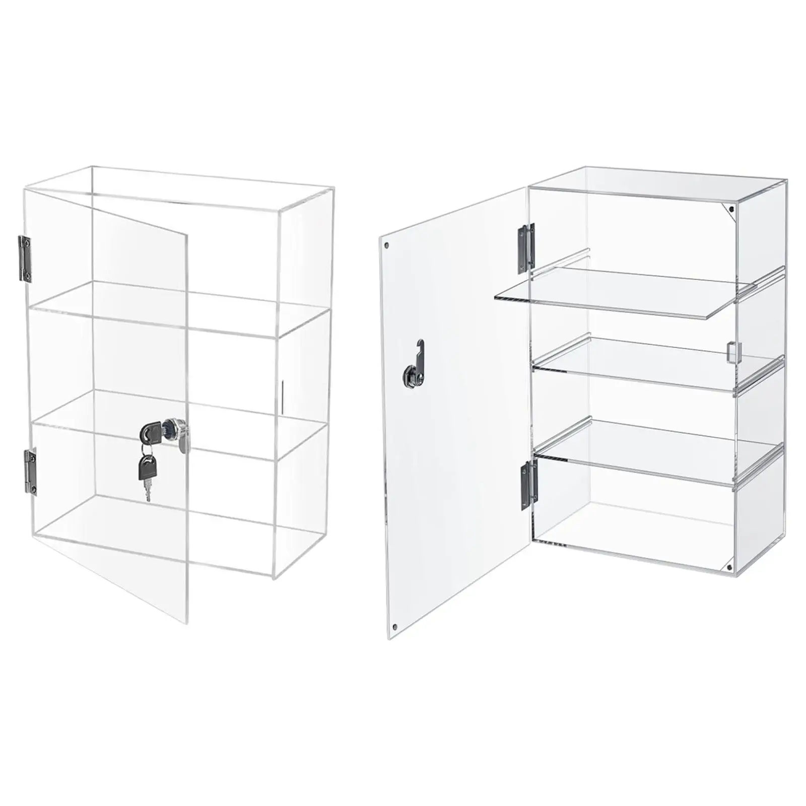 Acrylic Display Case Retail Cabinet Lockable with Removable Shelf Clear Makeup Storage Collectibles Store Desktop Organizer